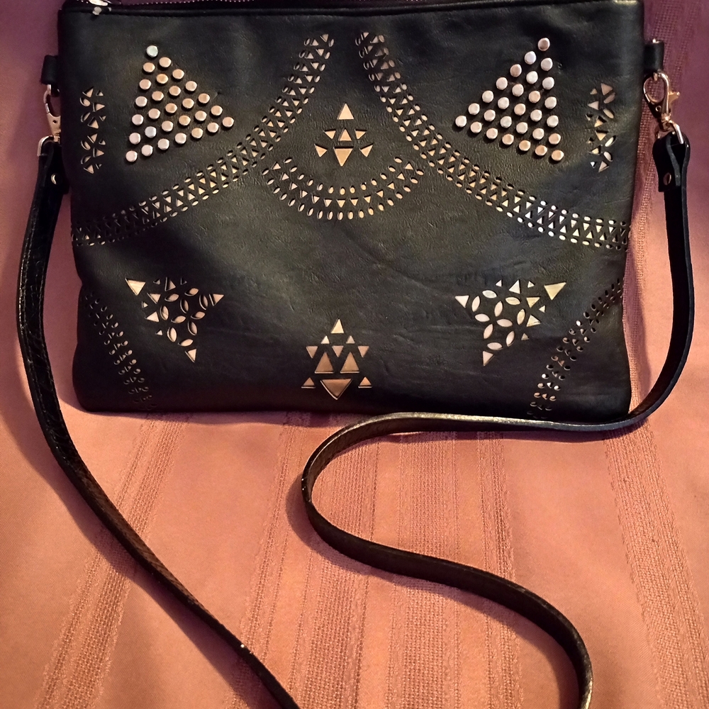 MMS Design Studio Black Geometric Crossbody Bag